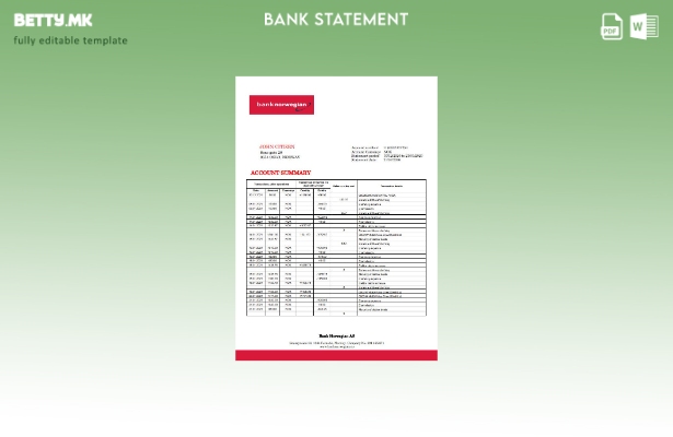 модерен стил Норвешка банка Норвешка AS шаблон за збор извод од банка